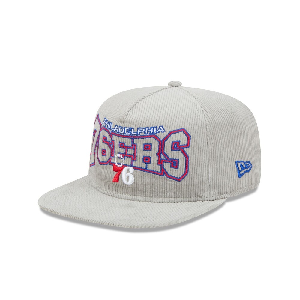 New Era Philadelphia 76ers Gray Cord Golfer Hat - One Size